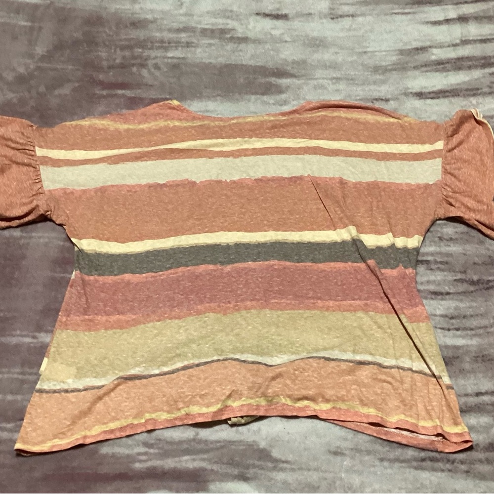 Rustic Striped Tie-Front Blouse - Picture 2 of 3